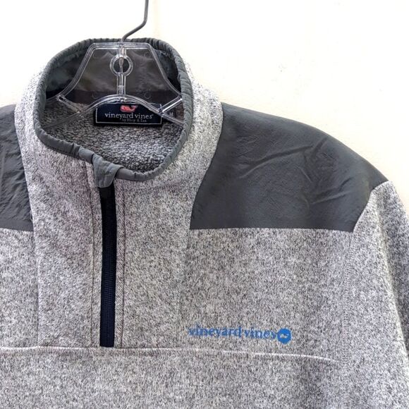 Vineyard Vines Gray Sweater Fleece Quarter Zip Sheep Shirt Sz M - Picture 3 of 8